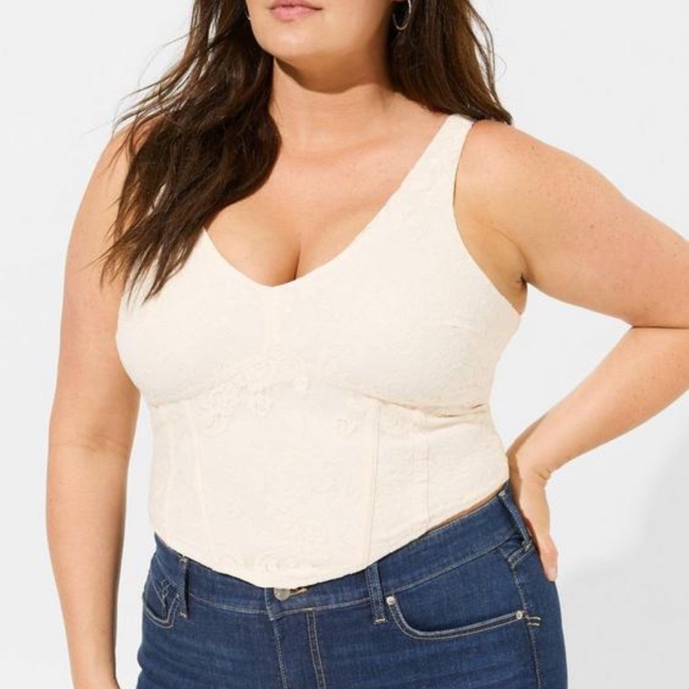 Torrid Cream Lace Corset Top size 5
